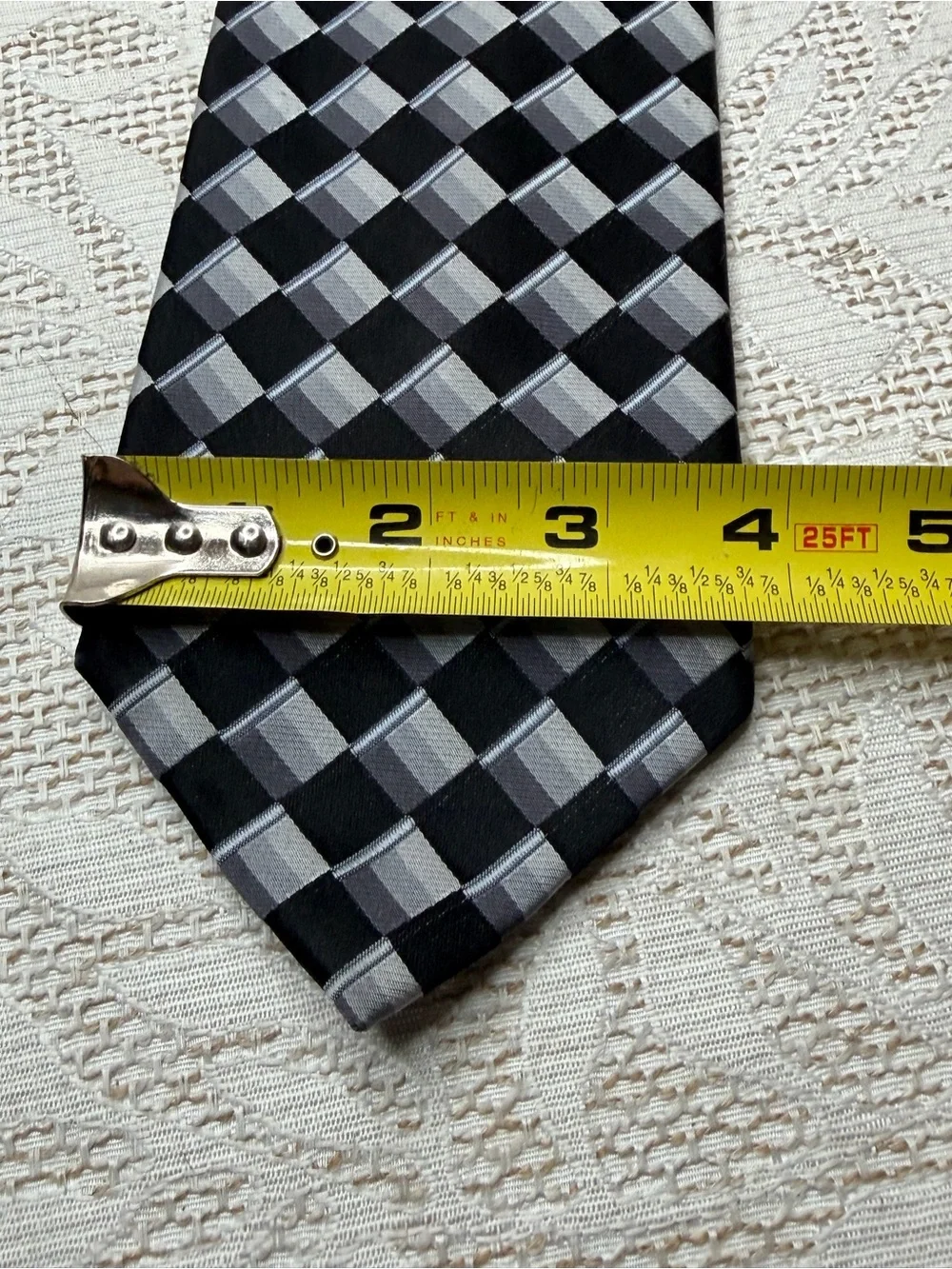 Platinum Designs Men's Tie in gray, black, and white handmade silk